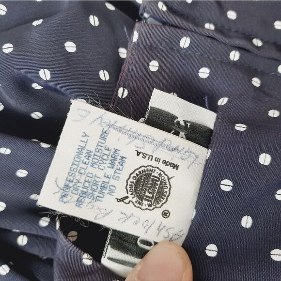 Vintage 80s Dress size Medium Dropped Princess Waist Bib Collar Puff Sleeves - Picture 9 of 9